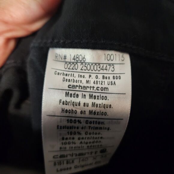 Carhartt Carpenter Utility Work Pants Men's Size 40"x36"Black Loose Original Fit - Picture 7 of 9